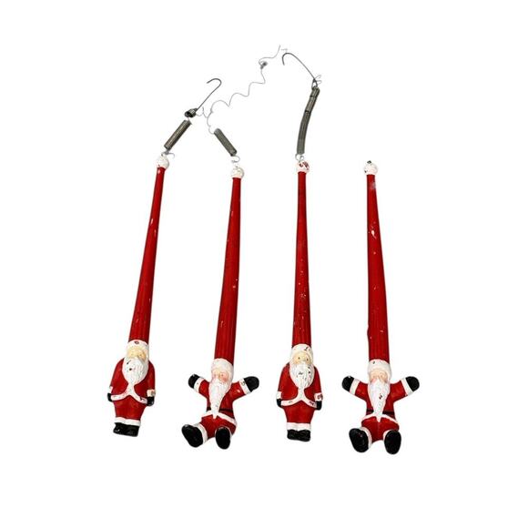 Set of 4 Vintage Bungee Jumping Santa Ornaments Novelty READ - Picture 1 of 6